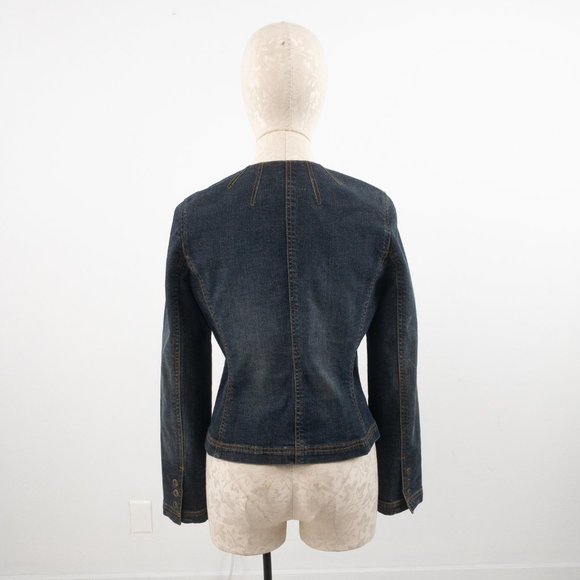Nordstrom 90s M Cotton Stretchy Moto Jean Jacket - Picture 5 of 14